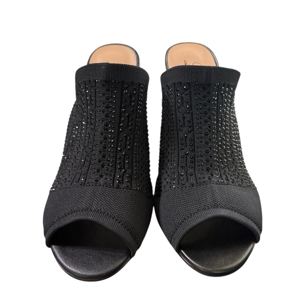 LAUREN LORRAINE “Martha” Black Knit Rhinestone Mules · Size 10